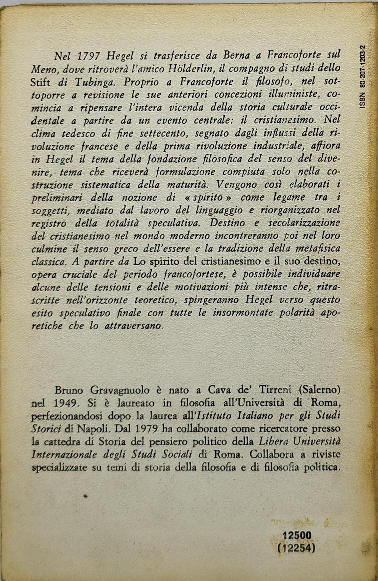 dialettica come destino hegel e lo spirito del cristianesimo