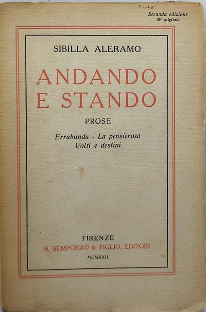 andando e stando prose sibilla aleramo - Sibilla Aleramo - copertina