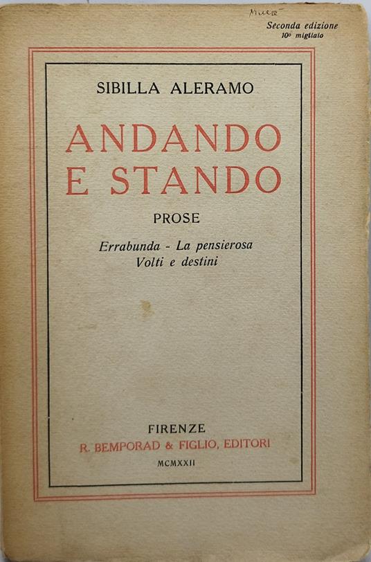 andando e stando prose sibilla aleramo - Sibilla Aleramo - copertina