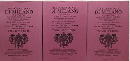 descrizione di milano ornata con molti disegni in rame 3 tomi - copertina