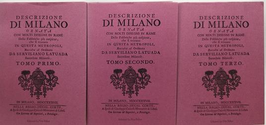 descrizione di milano ornata con molti disegni in rame 3 tomi - copertina