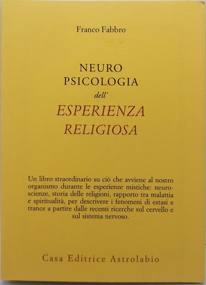 neuro psicologia dell'esperienza religiosa franco fabbro - copertina