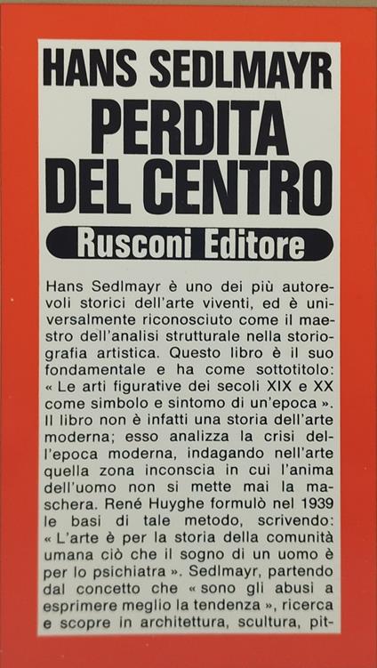 perdita del centro hans sedlmayr - Hans Sedlmayr - copertina