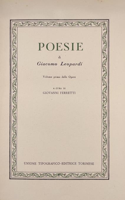 POESIE seguito da PROSE - Giacomo Leopardi - copertina