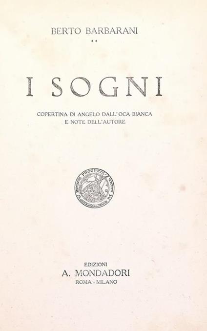 I Sogni - Berto Barbarani - copertina