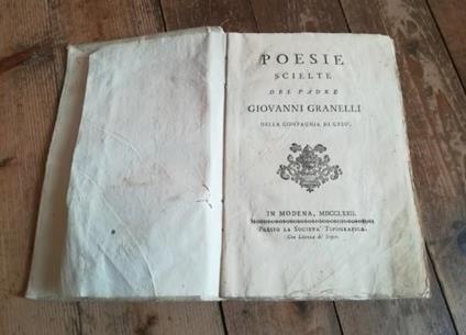 Poesie Scielte Del Padre Giovanni Granelli Della Compagnia Di Gesù - Giovanni Granelli - copertina