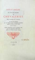 Liste Et Origine De Chevaleries Militaires Et Civils