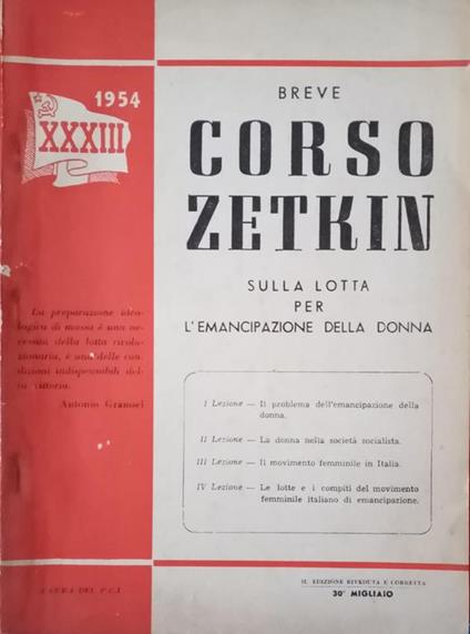 Breve corso Zetkin sulla lotta per l'emancipazione della donna - copertina