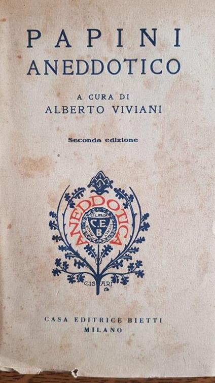 Papini Aneddotico - Alberto Viviani - copertina
