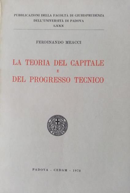La teoria del capitale e del progresso tecnico - copertina