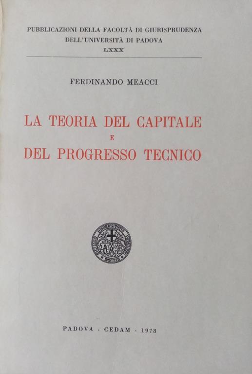 La teoria del capitale e del progresso tecnico - copertina