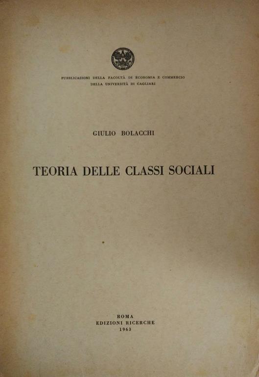 Teoria Delle Classi Sociali - copertina