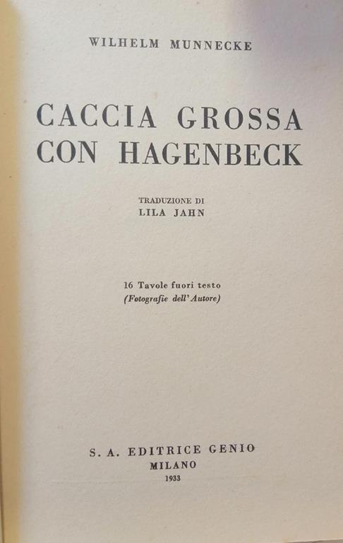 Caccia Grossa Con Hagenbeck - Wilhelm Munnecke - copertina