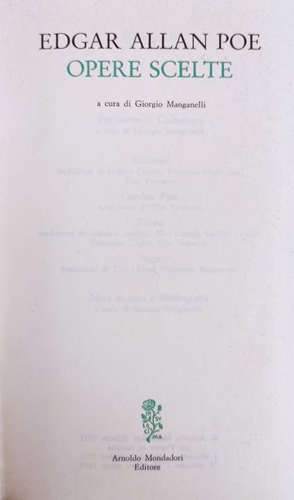 Opere Scelte - Edgar Allan Poe - copertina