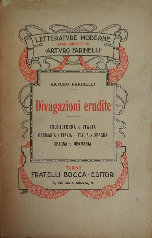 Divagazioni Erudite - Arturo Farinelli - copertina