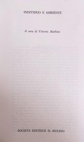 Individuo E Ambiente - Vittorio Mathieu - copertina