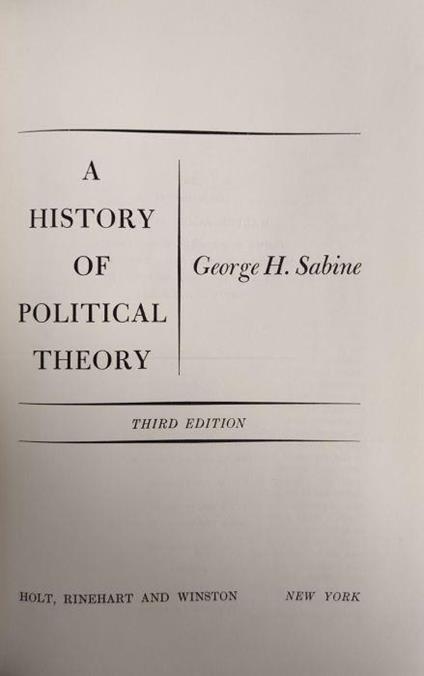 A History Of Political Theory - George H. Sabine - copertina