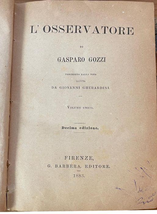 L' Osservatore - Gasparo Gozzi - copertina