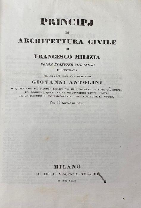 Principi Di Architettura Civile - Francesco Milizia - copertina