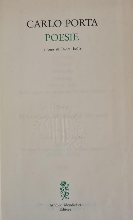 Poesie - Carlo Porta - copertina