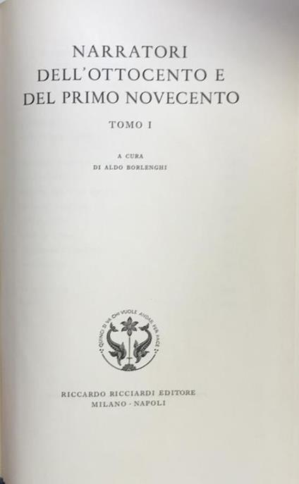 Narratori Dell'Ottocento E Del Primo Novecento - Aldo Borlenghi - copertina
