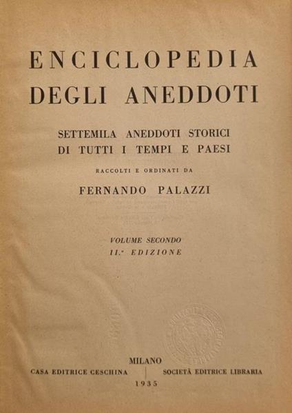 Enciclopedia Degli Aneddoti - Fernando Palazzi - copertina