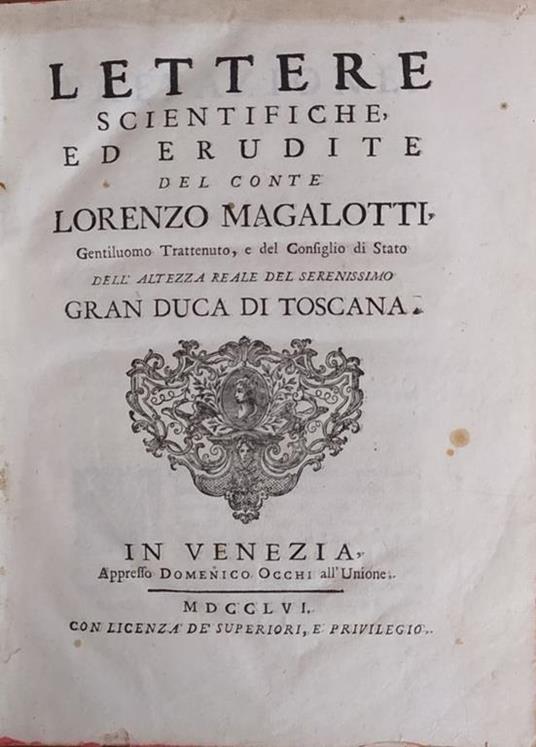Lettere Scientifiche Ed Erudite - Lorenzo Magalotti - copertina