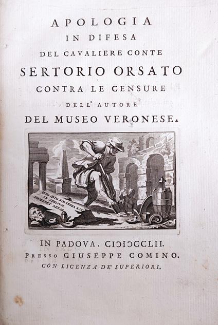 Apologia In Difesa Del Cavaliere Conte Sertorio Orsato Contra Le Censure Dell'Autore Del Museo Veronese - Giandomenico Polcastro - copertina