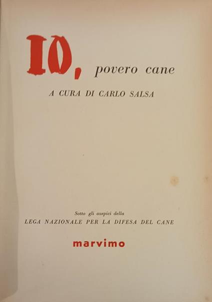 Io, Povero Cane - Carlo Salsa - copertina