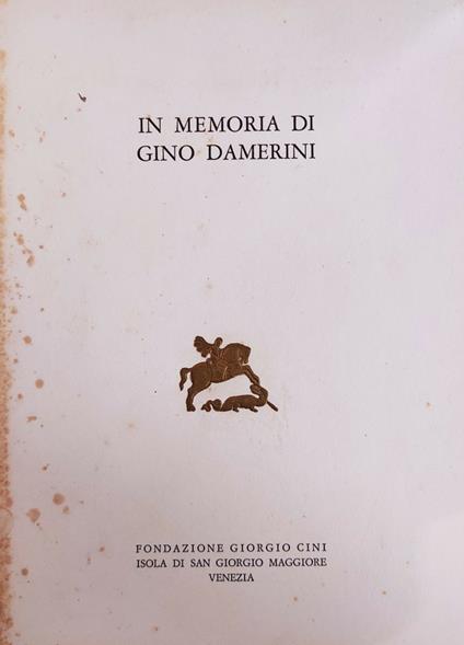 In Memoria Di Gino Damerini - copertina