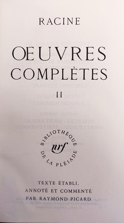Oeuvres Completes - Jean Racine - copertina