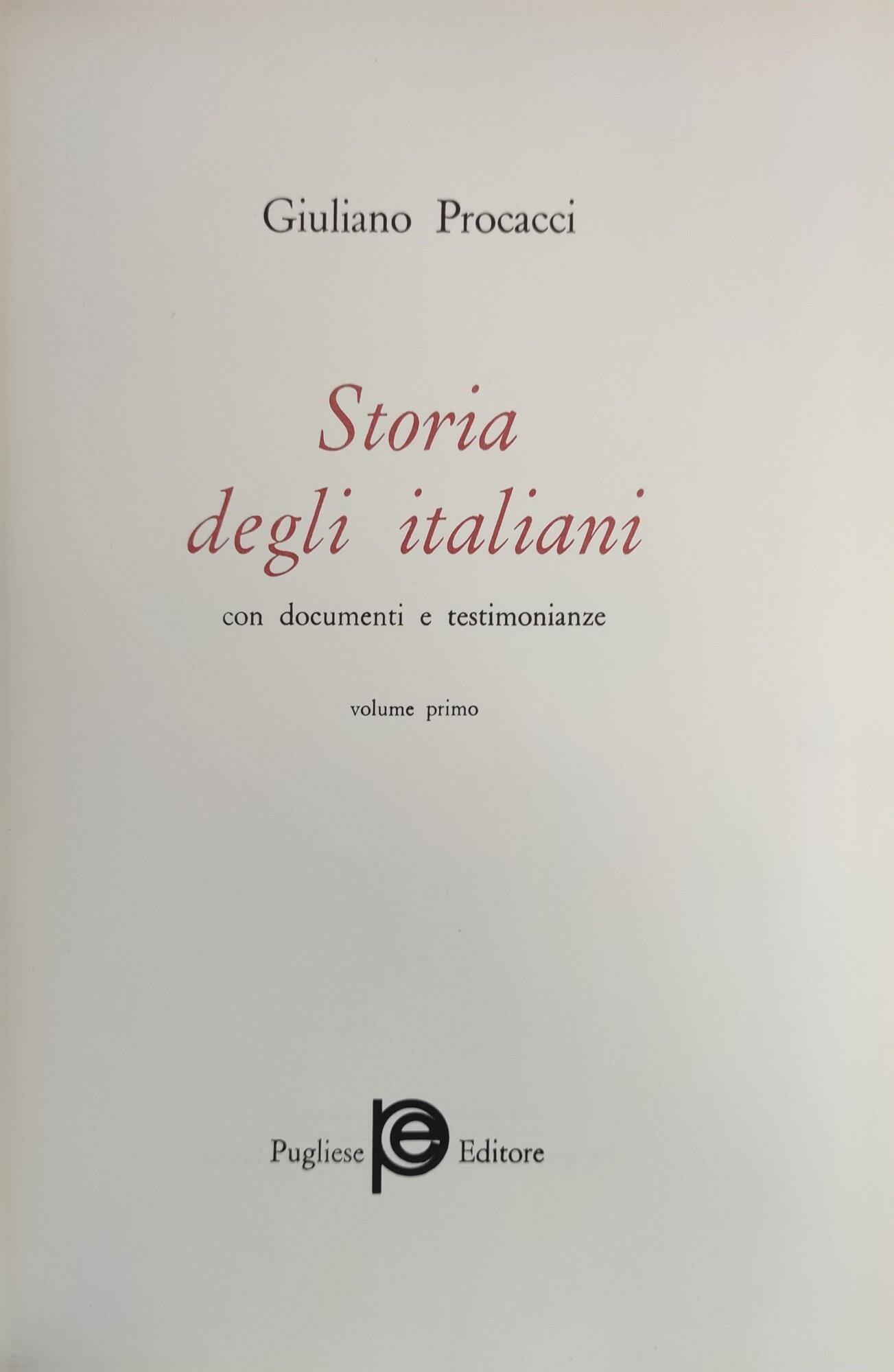 Storia Degli Italiani Con Documenti E Testimonianze