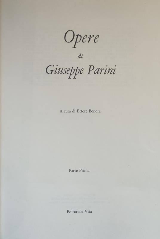 Opere Di Giuseppe Parini - Ettore Bonora - copertina
