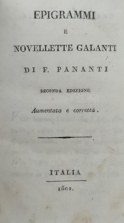 Epigrammi E Novellette Galanti - Filippo Pananti - copertina