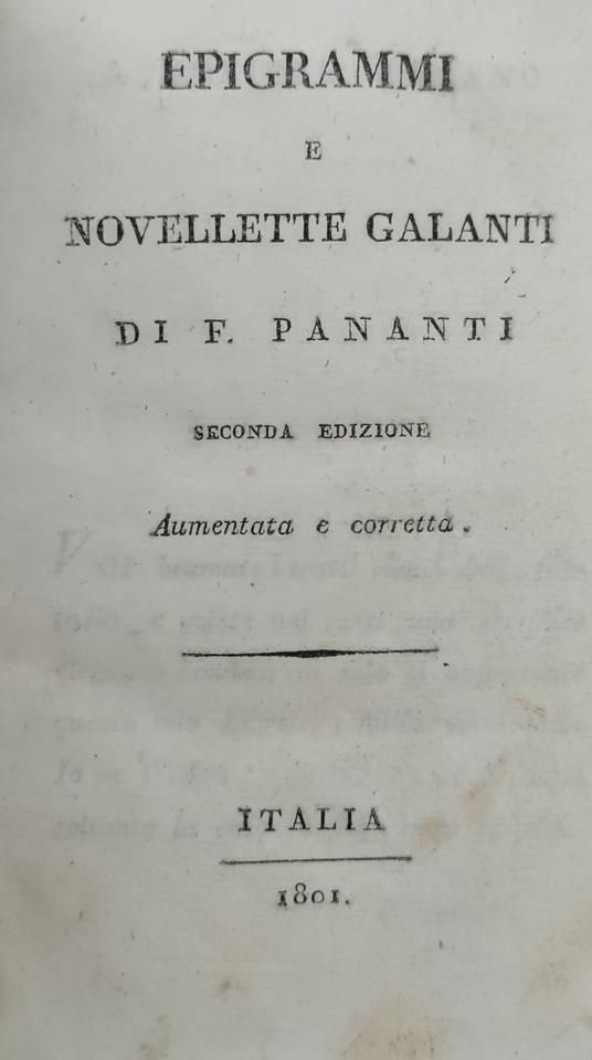 Epigrammi E Novellette Galanti - Filippo Pananti - copertina