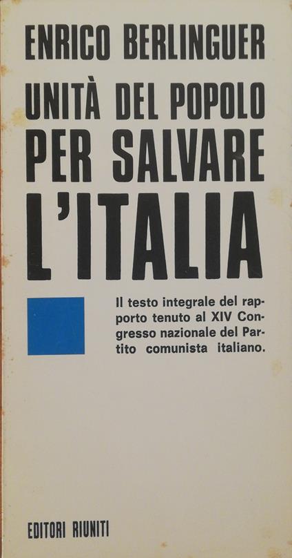 Unita' Del Popolo Per Salvare L'Italia - Enrico Berlinguer - copertina