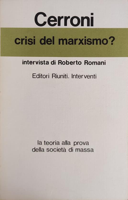 Crisi Del Marxismo? - Umberto Cerroni - copertina