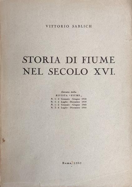Storia Di Fiume Nel Xvi - copertina
