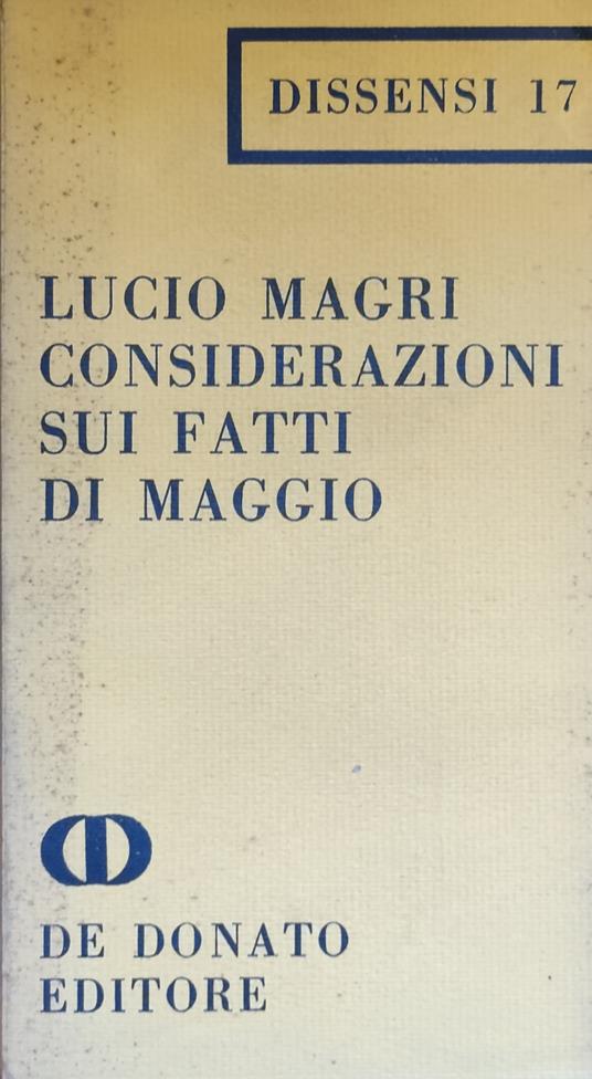 Considerazioni Sui Fatti Di Maggio - Lucio Magri - copertina