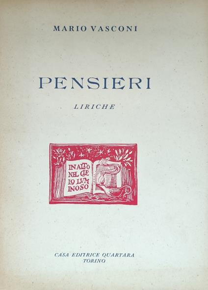 Pensieri. Liriche - copertina