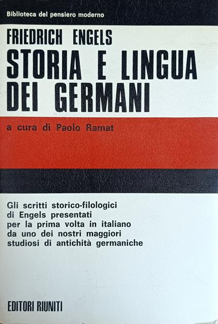 Storia E Lingua Dei Germani. Scritti Filologici - Engels Friedrich,Friedrich Engels - copertina