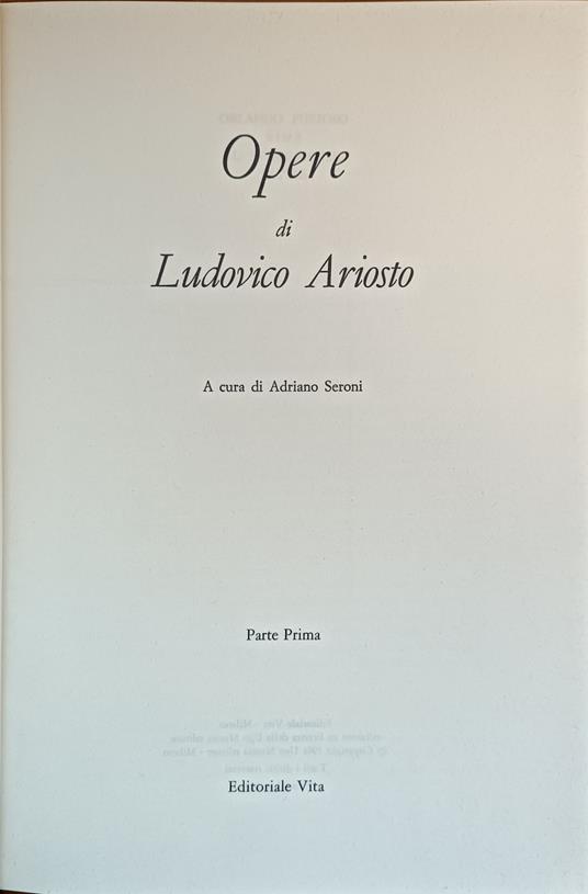 Opere - Ludovico Ariosto - copertina