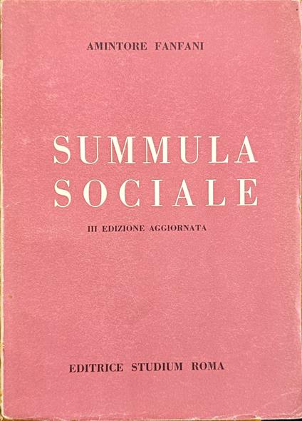 Summula Sociale - Amintore Fanfani - copertina