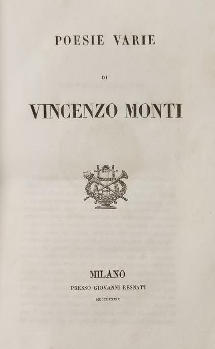 Opere - Vincenzo Monti - copertina