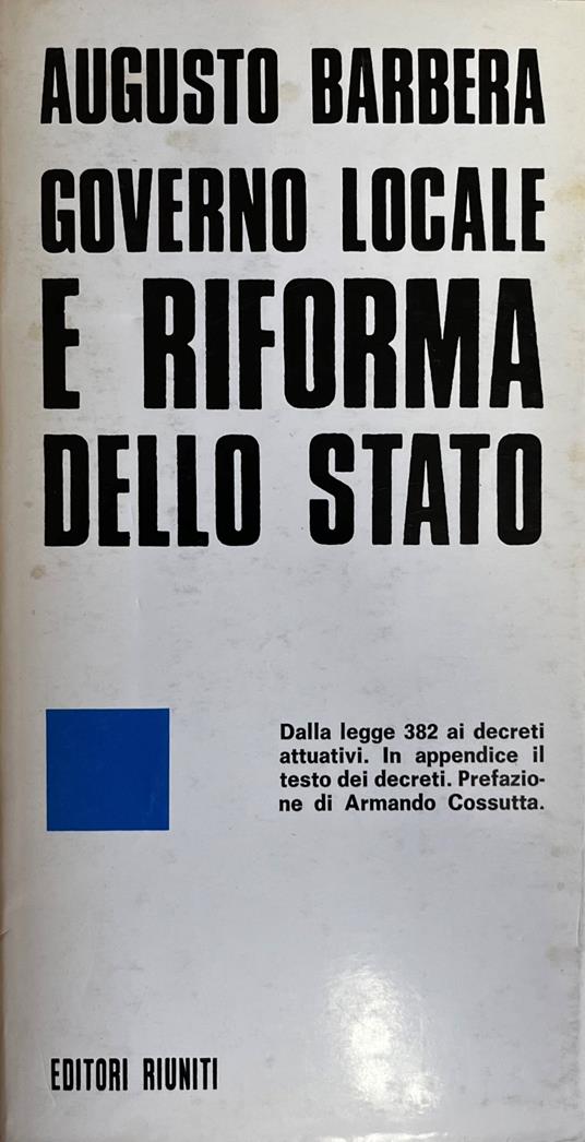Governo Locale E Riforma Dello Stato - Augusto Barbera - copertina
