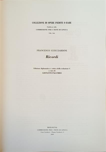 Ricordi - Francesco Guicciardini - copertina