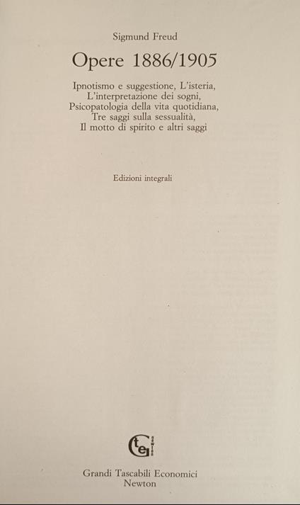 Opere 1886/1905 - Sigmund Freud - copertina