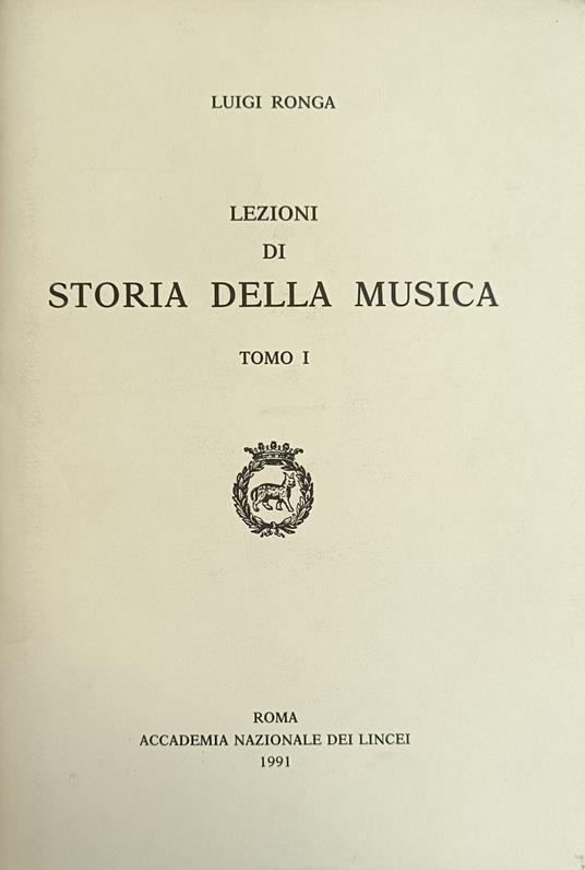 Lezioni Di Storia Della Musica - Luigi Ronga - copertina