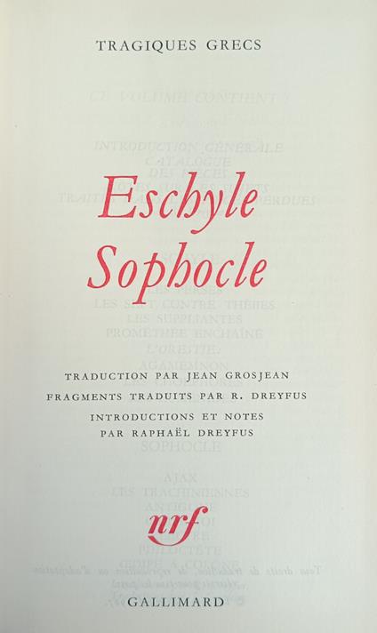 Tragiques Grecs - Eschilo - copertina
