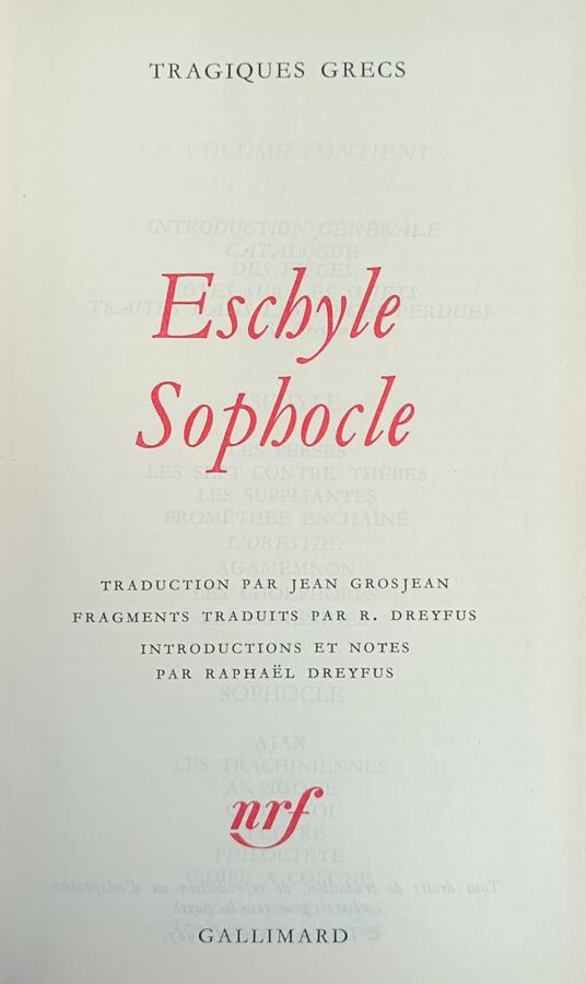 Tragiques Grecs - Eschilo - copertina